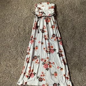 VIBE floral strapless long dress